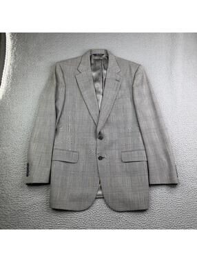 Vtg Burberry Saks Fifth Avenue 42R Wool Houndstooth Gray Blazer Sport Coat